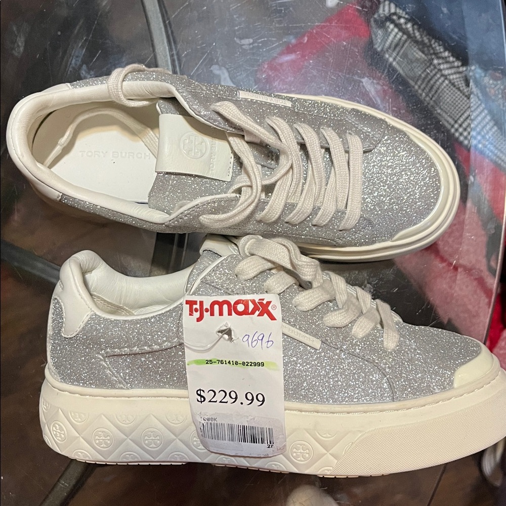 Tory Burch ladybug Glittering Silver Sneakers